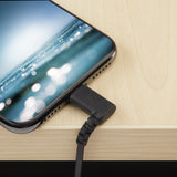 StarTech.com 1m USB A to Lightning Cable iPhone iPad Durable Right Angled 90 Degree Black Charger Cord w/Aramid Fiber Apple MFI Certified — RUSBLTMM1MBR