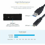 StarTech.com USB-C 10Gbps to M.2 NVMe or M.2 SATA SSD Enclosure, Portable M.2 PCIe/SATA SSD Aluminum Enclosure, USB-C & USB-A Host Cables — SM2E1BMU31C