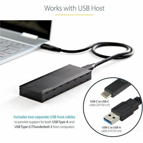 StarTech.com USB-C 10Gbps to M.2 NVMe or M.2 SATA SSD Enclosure, Portable M.2 PCIe/SATA SSD Aluminum Enclosure, USB-C & USB-A Host Cables — SM2E1BMU31C