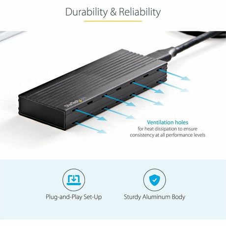 StarTech.com USB-C 10Gbps to M.2 NVMe or M.2 SATA SSD Enclosure, Portable M.2 PCIe/SATA SSD Aluminum Enclosure, USB-C & USB-A Host Cables — SM2E1BMU31C