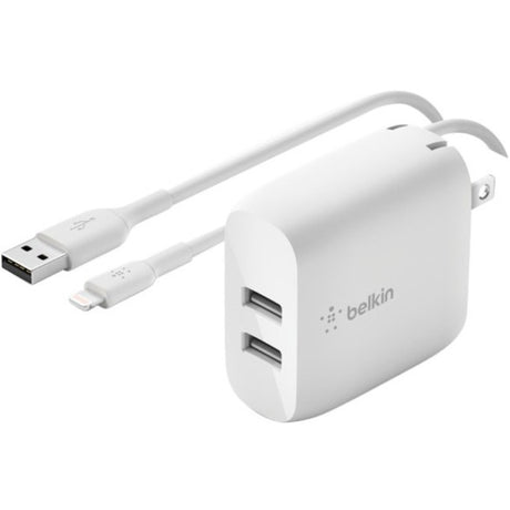 Belkin BoostCharge Dual USB-A Wall Charger 24W (Lightning to USB-A Cable included) - Power Adapter — WCD001dq1MWH