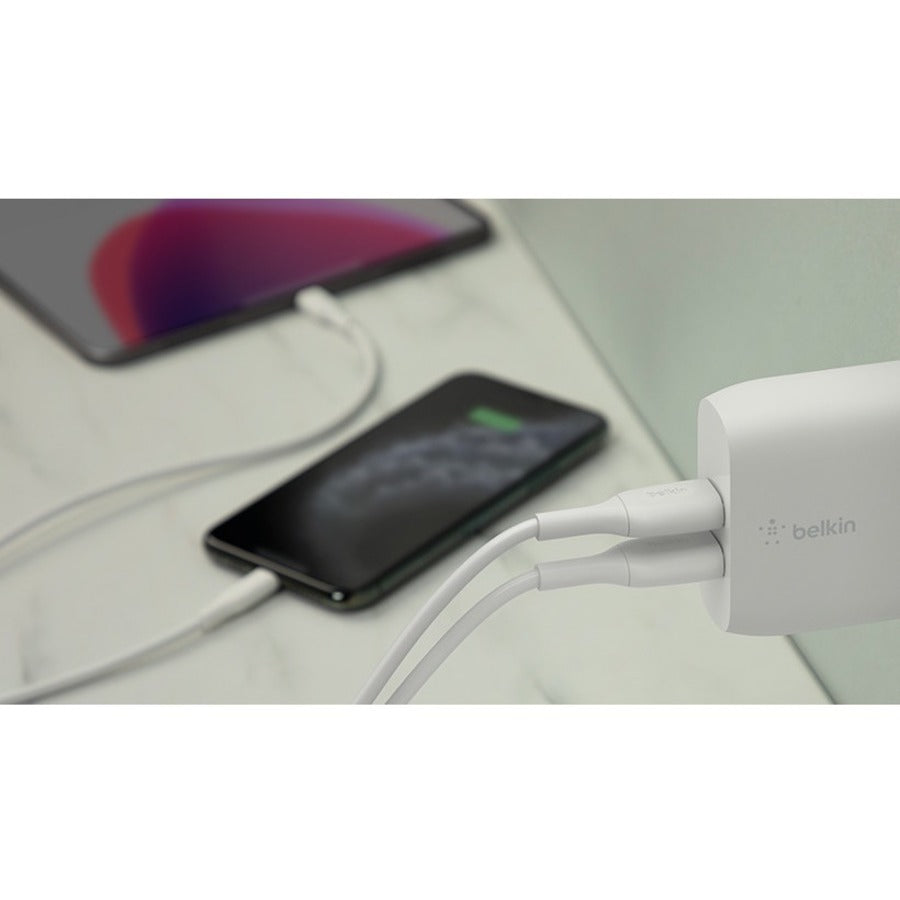 Belkin BoostCharge Dual USB-A Wall Charger 24W (Lightning to USB-A Cable included) - Power Adapter — WCD001dq1MWH