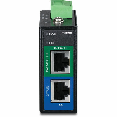 TRENDnet Industrial 95W Gigabit PoE++ Injector, TI-IG90, 1 x Gigabit Port, 1 x Gigabit PoE++ Port, Provides PoE (15.4W), PoE+ (30W), PoE++ (95W), NDAA & TAA Compliant — TI-IG90