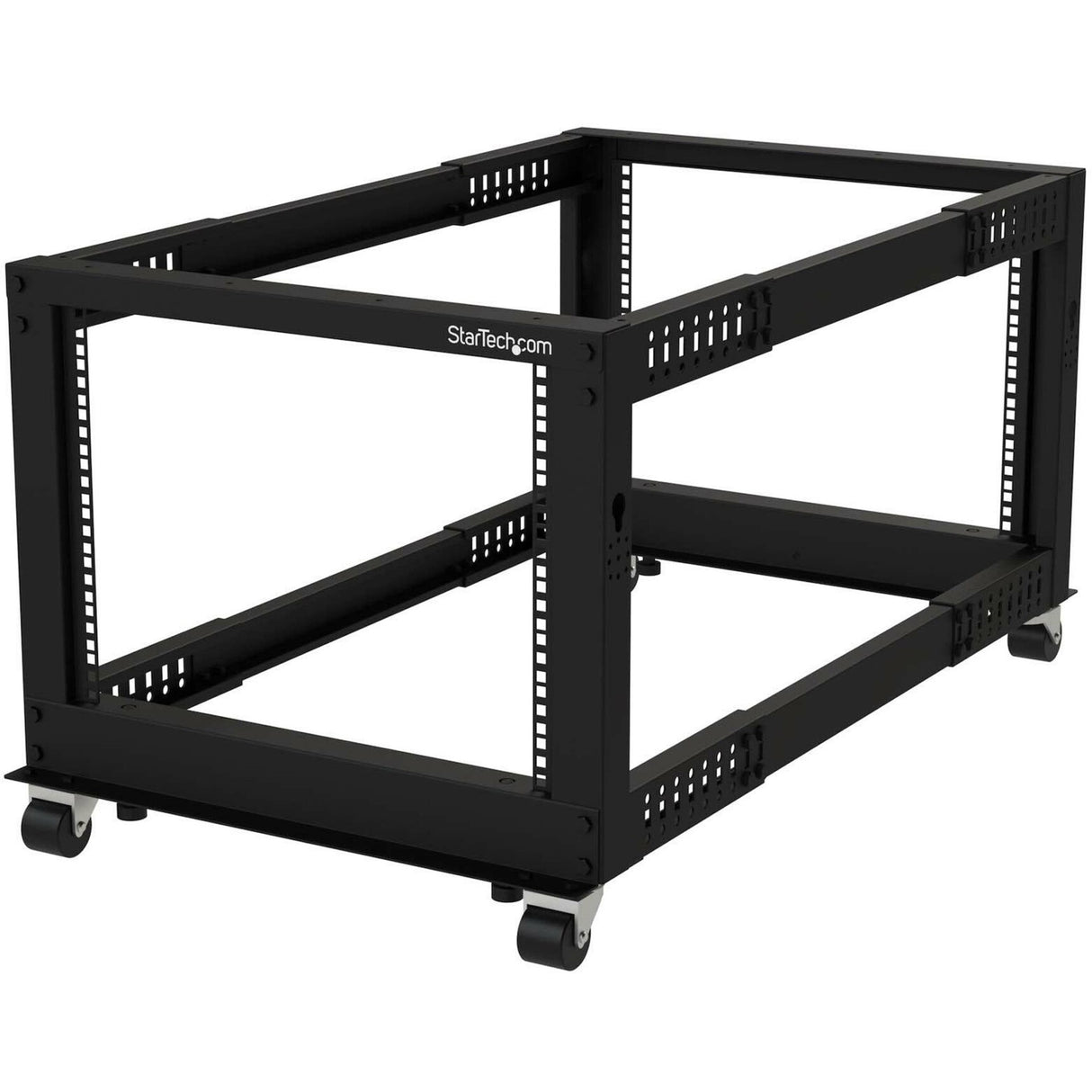 StarTech.com 4-Post 8U Mobile Open Frame Server Rack, 19in Network Rack with Casters, Small Rolling Rack for Computer/AV/Data/IT Equipment — 4POSTRACK8U