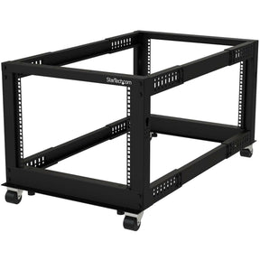 StarTech.com 4-Post 8U Mobile Open Frame Server Rack, 19in Network Rack with Casters, Small Rolling Rack for Computer/AV/Data/IT Equipment — 4POSTRACK8U