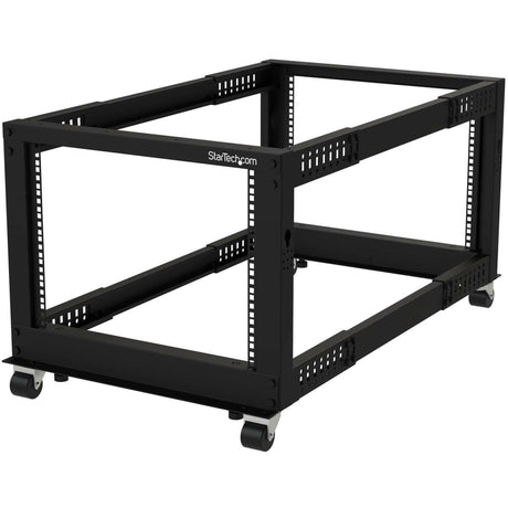 StarTech.com 4-Post 8U Mobile Open Frame Server Rack, 19in Network Rack with Casters, Small Rolling Rack for Computer/AV/Data/IT Equipment — 4POSTRACK8U