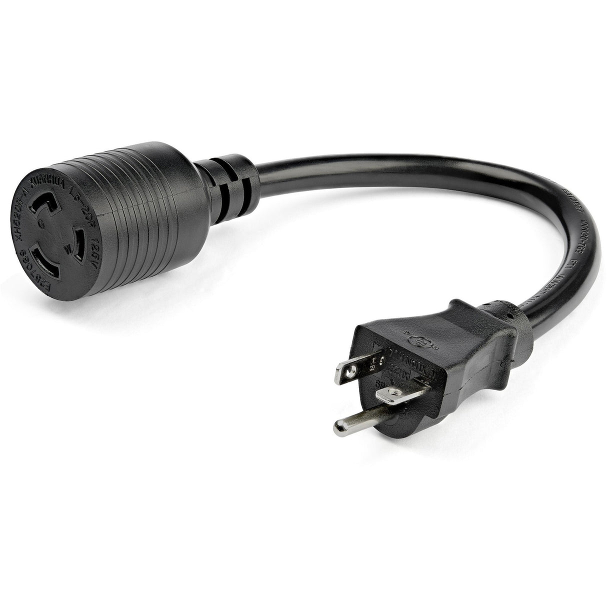 StarTech.com 1ft (30cm) Heavy Duty Extension Cord, NEMA L5-20R to NEMA 5-20P Extension Cord, 20A 125V, 12AWG, Heavy Gauge Power Cable — PAC520PLR1
