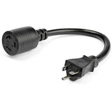 StarTech.com 1ft (30cm) Heavy Duty Extension Cord, NEMA L5-20R to NEMA 5-20P Extension Cord, 20A 125V, 12AWG, Heavy Gauge Power Cable — PAC520PLR1