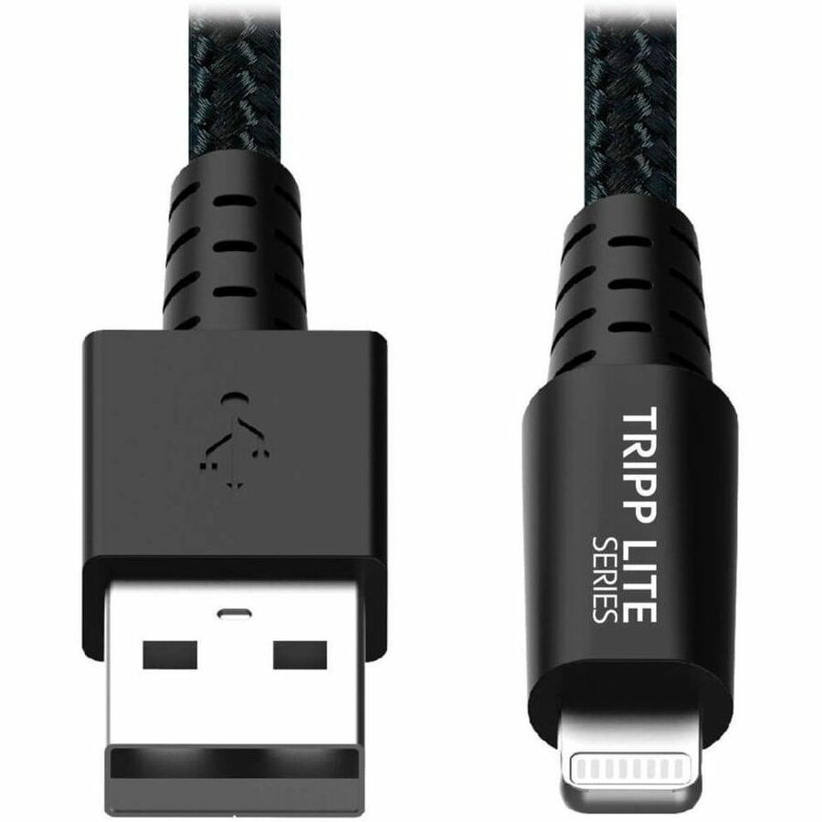 Eaton Tripp Lite Series Heavy-Duty USB-A to Lightning Sync/Charge Cable, UHMWPE and Aramid Fibers, MFi Certified - 1 ft. (0.31 m) — M100-001-GY-MAX