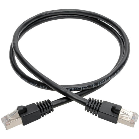 Eaton Tripp Lite Series Cat6a 10G Snagless Shielded STP Ethernet Cable (RJ45 M/M), PoE, Black, 2 ft. (0.61 m) — N262-002-BK
