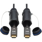 Eaton Tripp Lite Series High-Speed Armored HDMI Fiber Active Optical Cable (AOC) with Hooded Connectors - 4K @ 60 Hz, HDR, IP68, M/M, Black, 50 m (164 ft.) — P568FA-50M-W