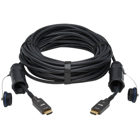 Eaton Tripp Lite Series High-Speed Armored HDMI Fiber Active Optical Cable (AOC) with Hooded Connectors - 4K @ 60 Hz, HDR, IP68, M/M, Black, 50 m (164 ft.) — P568FA-50M-W