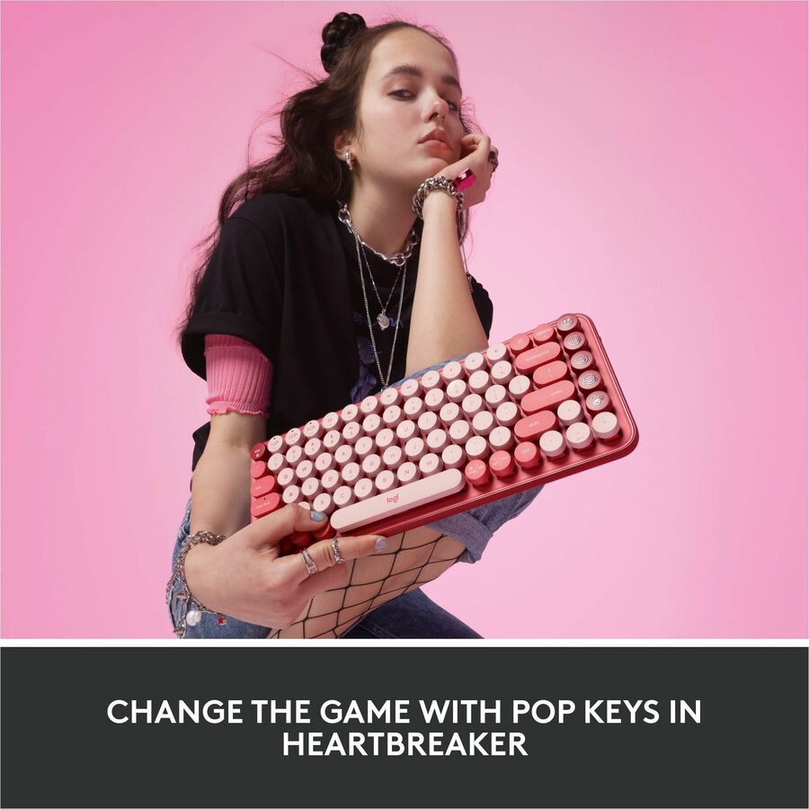 Logitech POP Keys Wireless Mechanical Keyboard With Emoji Keys - Heartbreaker Rose — 920-010709