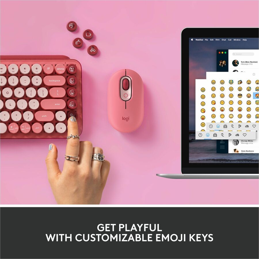 Logitech POP Keys Wireless Mechanical Keyboard With Emoji Keys - Heartbreaker Rose — 920-010709