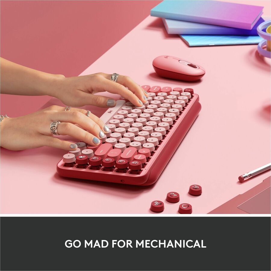 Logitech POP Keys Wireless Mechanical Keyboard With Emoji Keys - Heartbreaker Rose — 920-010709