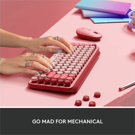 Logitech POP Keys Wireless Mechanical Keyboard With Emoji Keys - Heartbreaker Rose — 920-010709