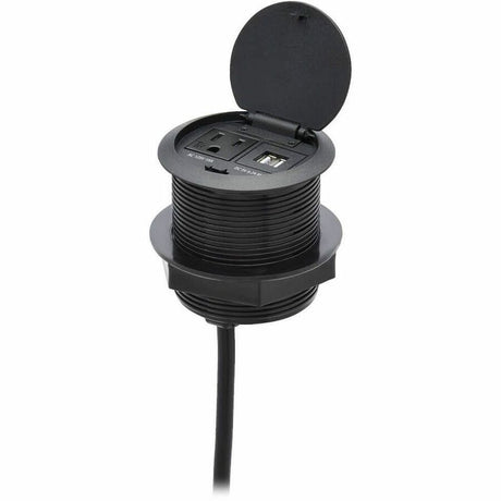 Eaton Tripp Lite Series Protect It! In-Desktop Power Grommet - NEMA 5-15P, 2x USB-A Charging, Surge Protection, 10 ft. Cord, Antimicrobial, Black — TLP12POAM