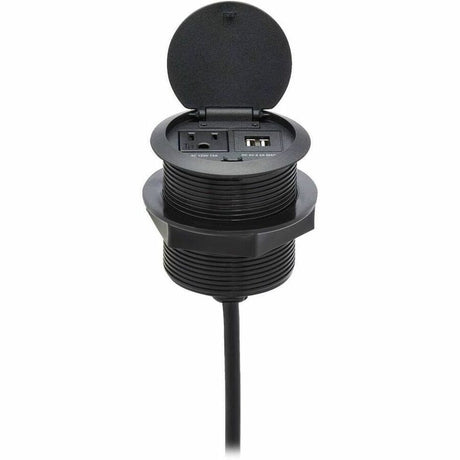 Eaton Tripp Lite Series Protect It! In-Desktop Power Grommet - NEMA 5-15P, 2x USB-A Charging, Surge Protection, 10 ft. Cord, Antimicrobial, Black — TLP12POAM