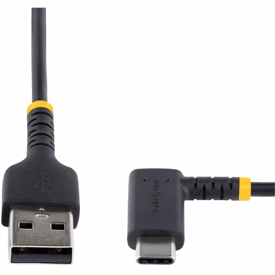 StarTech.com 6tf (2m) USB A to C Charging Cable Right Angle, Heavy Duty Fast Charge USB-C Cable, Durable and Rugged Aramid Fiber, 3A — R2ACR-2M-USB-CABLE