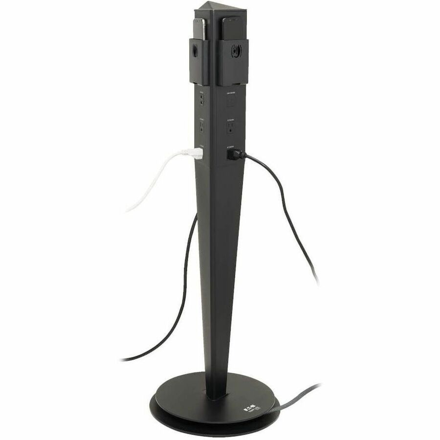 Eaton Tripp Lite Series Safe-IT 5-Port Mobile Power Tower and USB Charging Station - USB-C 60W, 4x USB-A, 6x 5-15R, Wireless Charging, 1000 Joules, 10 ft. Cord, Antimicrobial Protection — TLM610CPAM