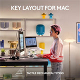 Logitech MX Mechanical Mini for Mac Wireless Illuminated Keyboard, Low-Profile Switches, Tactile Quiet Keys, Pale Gray — 920-010553