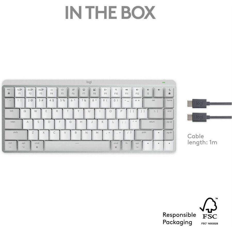 Logitech MX Mechanical Mini for Mac Wireless Illuminated Keyboard, Low-Profile Switches, Tactile Quiet Keys, Pale Gray — 920-010553