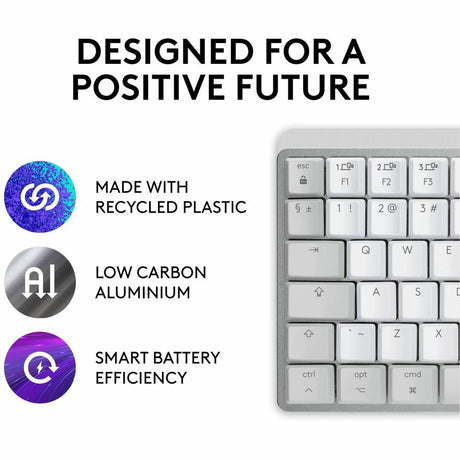 Logitech MX Mechanical Mini for Mac Wireless Illuminated Keyboard, Low-Profile Switches, Tactile Quiet Keys, Pale Gray — 920-010553