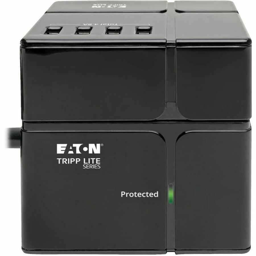 Eaton Tripp Lite Series Safe-IT 3-Outlet Cube Surge Protector, 5-15R Outlets, 6 USB Charging Ports, 8 ft. (2.4 m) Cord, Antimicrobial Protection — TLP368CUBEUAM