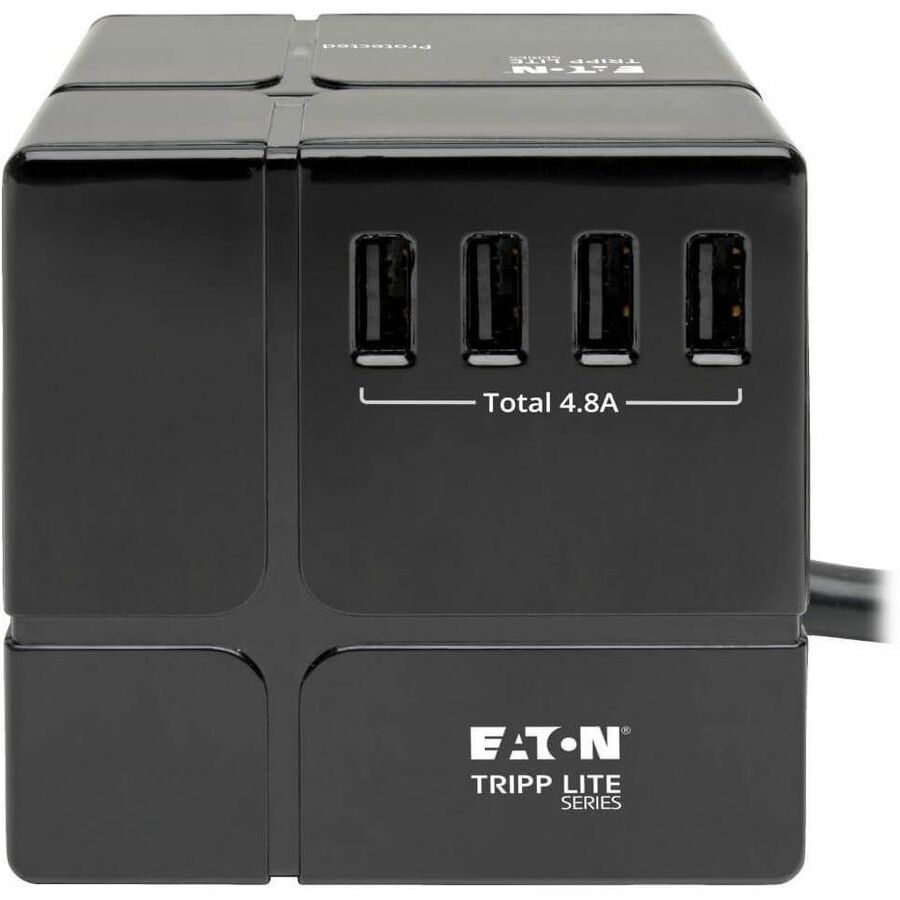 Eaton Tripp Lite Series Safe-IT 3-Outlet Cube Surge Protector, 5-15R Outlets, 6 USB Charging Ports, 8 ft. (2.4 m) Cord, Antimicrobial Protection — TLP368CUBEUAM