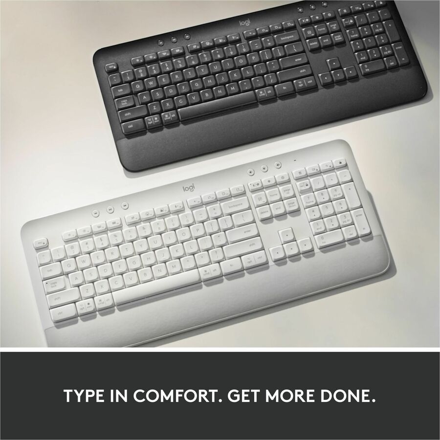 Logitech Signature K650 Comfort Full-Size Wireless Keyboard with Wrist Rest, BLE Bluetooth or Logi Bolt, Off-white — 920-010962