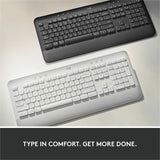 Logitech Signature K650 Comfort Full-Size Wireless Keyboard with Wrist Rest, BLE Bluetooth or Logi Bolt, Off-white — 920-010962