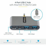 StarTech.com 4-Port USB-C Hub with 100W Power Delivery Pass-Through, 2x USB-A + 2x USB-C, 5Gbps, 1ft/30cm Long Cable, Portable USB 3.0 Hub — 5G2A2CPDB-USB-C-HUB