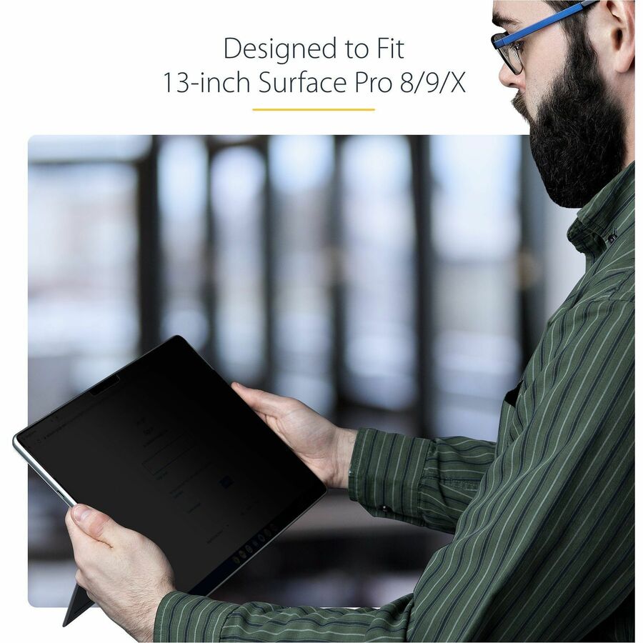 StarTech.com 4-Way Privacy Screen For 13-inch Surface Pro 8/9/X Laptop, For Portrait/Landscape, Touch-Enabled, +/- 30 Deg. View, Matte — 13SP-PRIVACY-SCREEN