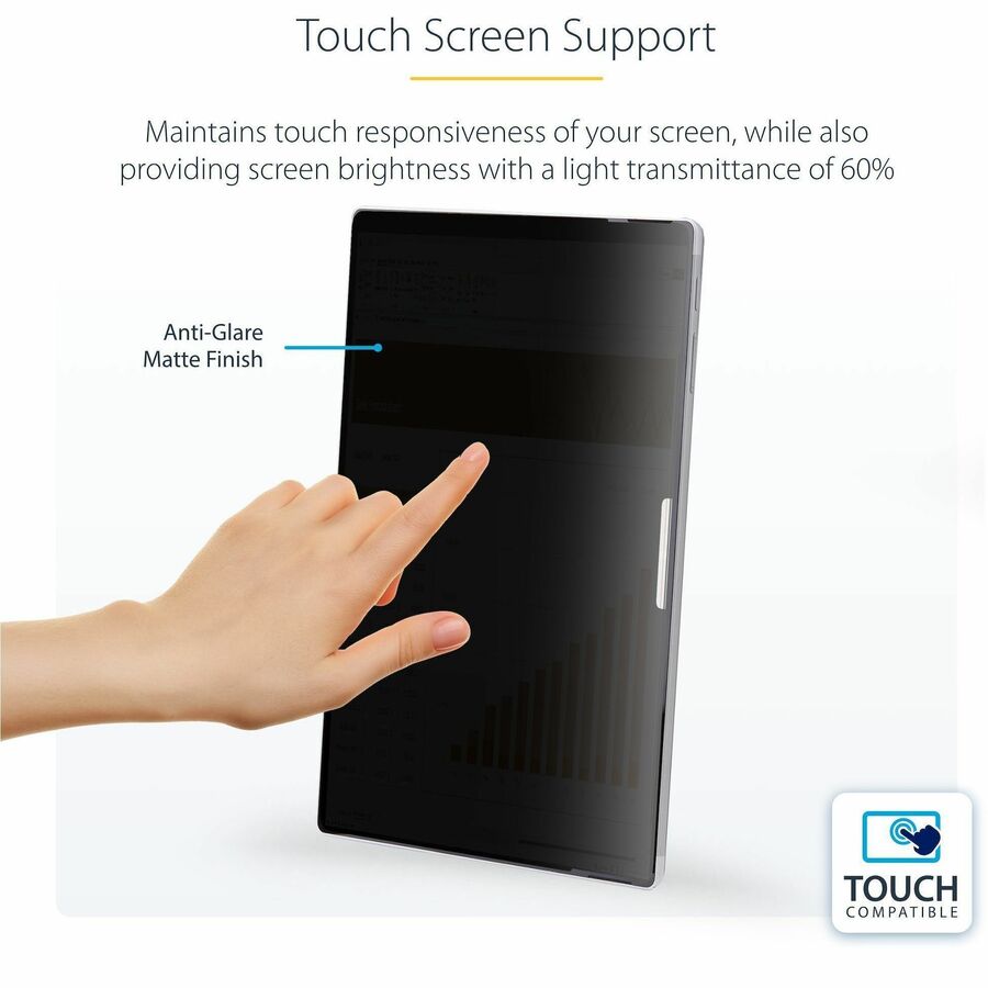 StarTech.com 4-Way Privacy Screen For 13-inch Surface Pro 8/9/X Laptop, For Portrait/Landscape, Touch-Enabled, +/- 30 Deg. View, Matte — 13SP-PRIVACY-SCREEN
