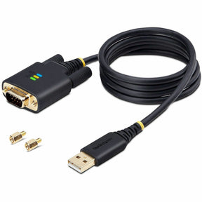 StarTech.com 3ft (1m) USB to Serial Adapter Cable, COM Retention, FTDI IC, DB9 RS232, Interchangeable DB9 Screws/Nuts, Windows/macOS/Linux — 1P3FFCB-USB-SERIAL
