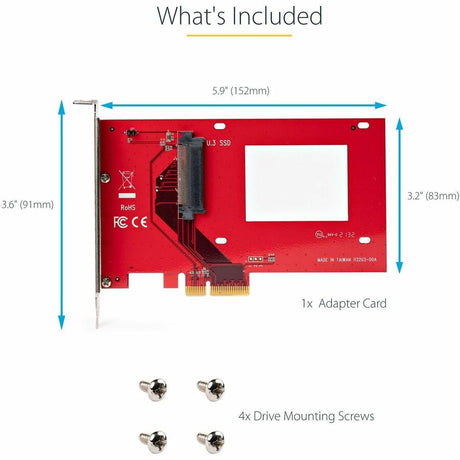 StarTech.com U.3 to PCIe Adapter Card, PCIe 4.0 x4 Adapter For 2.5" U.3 NVMe SSDs, SFF-TA-1001 PCI Express Add-in Card, TAA Compliant\n — PEX4SFF8639U3