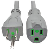 Eaton Tripp Lite Series Hospital-Grade Extension Cord, NEMA 5-15P to NEMA 5-15R - Green Dot, 15A, 125V, 14 AWG, 6 ft. (1.83 m), Gray — P024-006-GY-HG