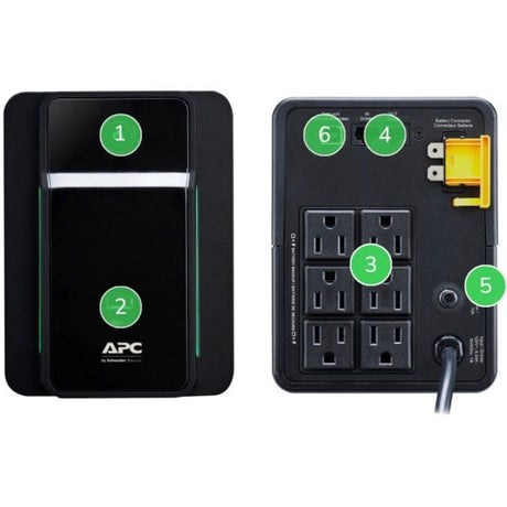 APC Back UPS, 950VA/480W, Tower, 120V, 6x NEMA 5-15R outlets, USB Type A + C Ports, User Replaceable Battery — BVK950M2