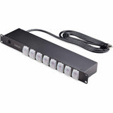 StarTech.com 8-Outlet Horizontal Rack Mount PDU, 1U Power Strip, Outlet On/Off Switches, 15A Circuit Breaker, 8ft/2.4m Cord, NEMA 5-15P/R — 8NS8-RACK-MOUNT-PDU