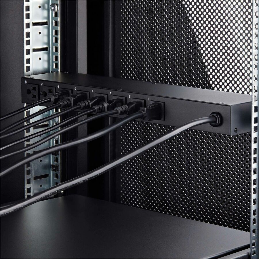 StarTech.com 8-Outlet Horizontal Rack Mount PDU, 1U Power Strip, Outlet On/Off Switches, 15A Circuit Breaker, 8ft/2.4m Cord, NEMA 5-15P/R — 8NS8-RACK-MOUNT-PDU