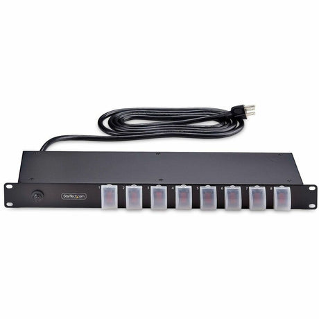 StarTech.com 8-Outlet Horizontal Rack Mount PDU, 1U Power Strip, Outlet On/Off Switches, 15A Circuit Breaker, 8ft/2.4m Cord, NEMA 5-15P/R — 8NS8-RACK-MOUNT-PDU