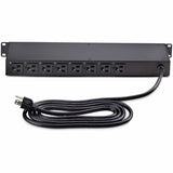 StarTech.com 8-Outlet Horizontal Rack Mount PDU, 1U Power Strip, Outlet On/Off Switches, 15A Circuit Breaker, 8ft/2.4m Cord, NEMA 5-15P/R — 8NS8-RACK-MOUNT-PDU