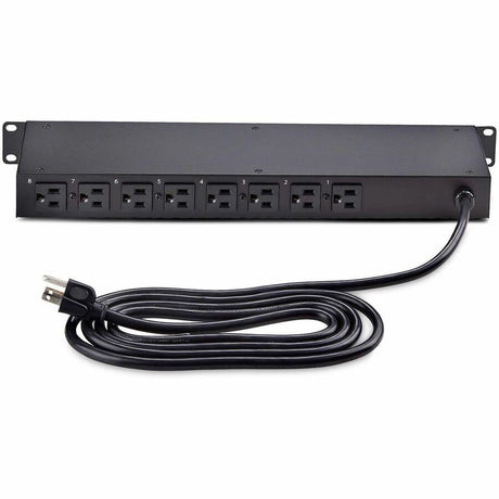 StarTech.com 8-Outlet Horizontal Rack Mount PDU, 1U Power Strip, Outlet On/Off Switches, 15A Circuit Breaker, 8ft/2.4m Cord, NEMA 5-15P/R — 8NS8-RACK-MOUNT-PDU