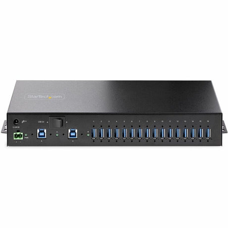 StarTech.com 16-Port Industrial USB 5Gbps Hub with Power Adapter, Mountable, Terminal Block Power, USB Charging, Dual-Host Hub/Switch — S5G16AINDS-USB-A-HUB