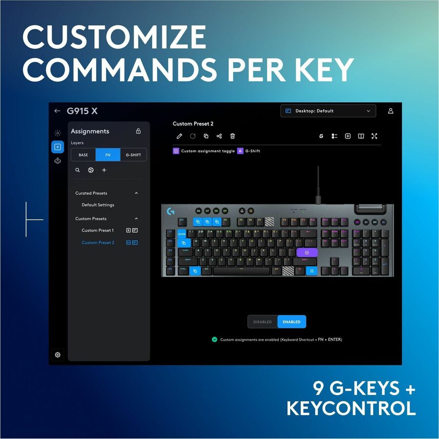 Logitech G915 X Low-Profile Wired Mechanical Gaming Keyboard, Double-Shot PBT Keycaps, Fully Programmable Keys, RGB Lighting, Aluminum Finish, GL Brown Tactile Switches - PC/Mac — 920-012937