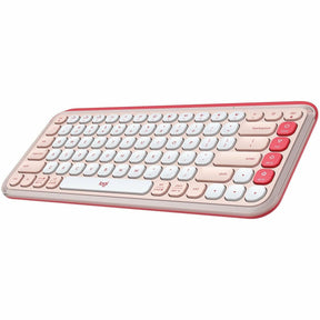 Logitech POP ICON KEYS Wireless Bluetooth Keyboard, Comfortable Typing, Programmable Keys, Easy-Switch Between up to 3 Devices (Rose & Off-white) — 920-013049