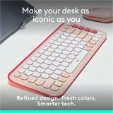 Logitech POP ICON KEYS Wireless Bluetooth Keyboard, Comfortable Typing, Programmable Keys, Easy-Switch Between up to 3 Devices (Rose & Off-white) — 920-013049