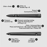 Logitech MX Ink Mixed-Reality (MR) Stylus with Charging Dock Combo, high precision and pressure sensitive, for Meta Quest 2, Meta Quest 3, Meta Quest 3S — 914-000087