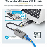StarTech.com 2.5GbE USB-C to Ethernet Adapter with USB-A Converter, NBASE-T NIC, USB 3.0 Type-C 2.5/1G Multi Speed Network, USB 3.1 RJ45 — U2GA-USB-C-ETHERNET
