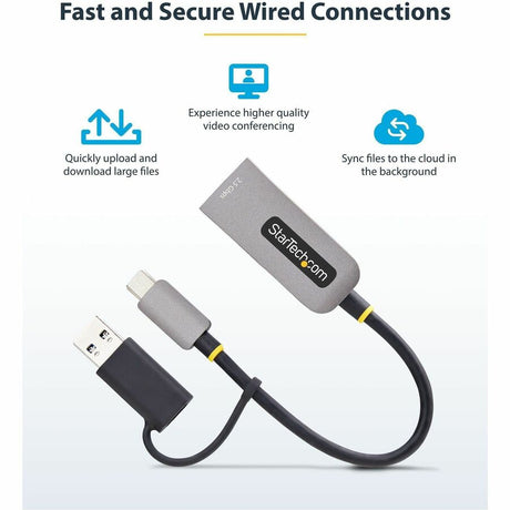 StarTech.com 2.5GbE USB-C to Ethernet Adapter with USB-A Converter, NBASE-T NIC, USB 3.0 Type-C 2.5/1G Multi Speed Network, USB 3.1 RJ45 — U2GA-USB-C-ETHERNET